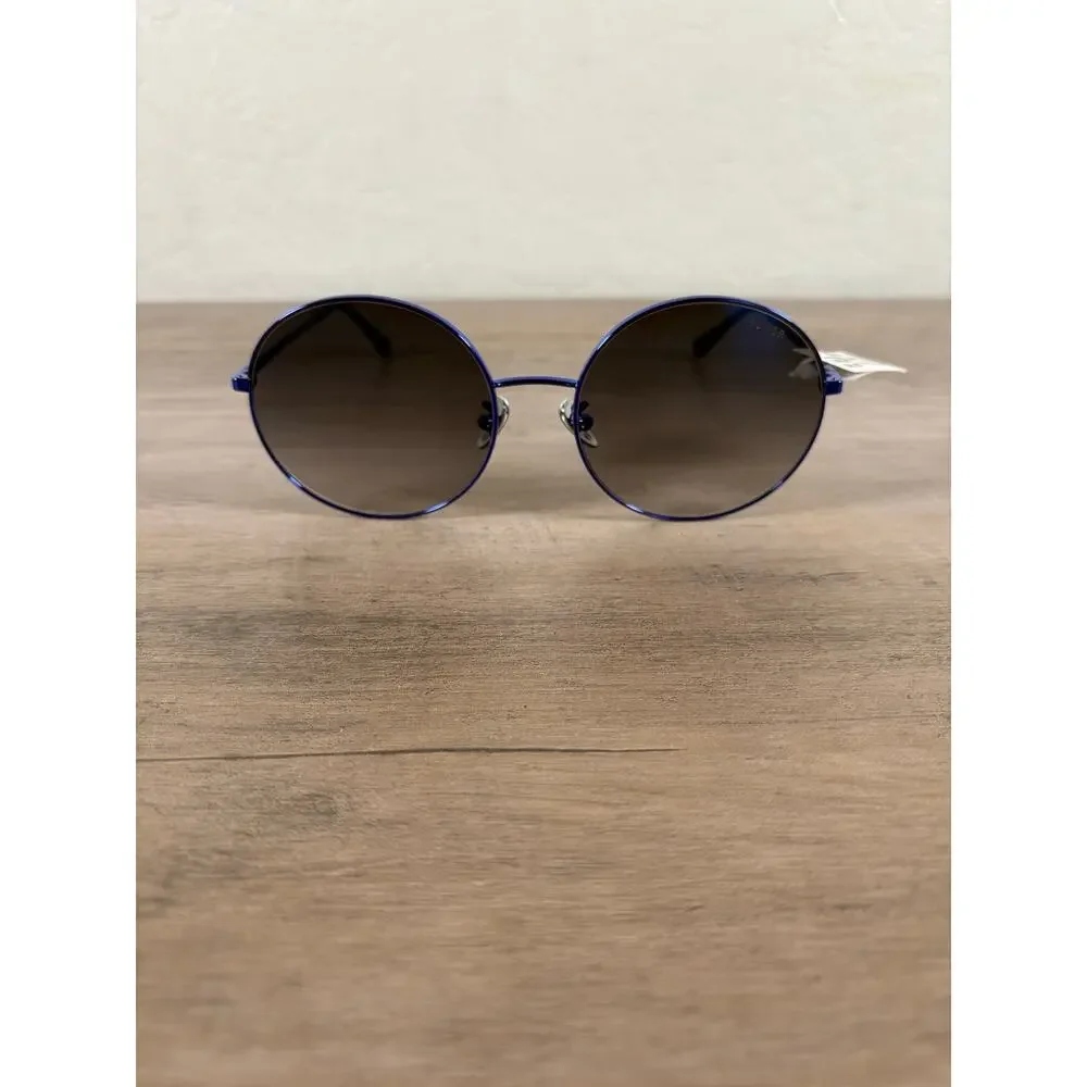 Retro Super Future Blue Frame Round Lense Sunglasses Made in Italy New with Tags